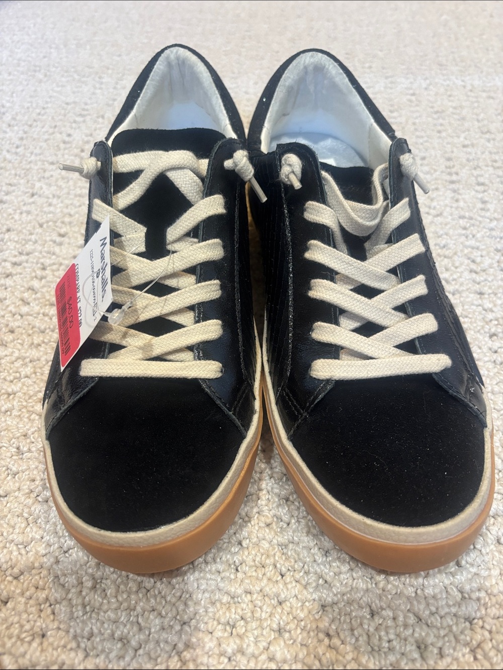 Dolce Vita Black Suede Sneakers with Cream Laces and Gum Sole